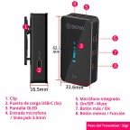 BY-XM6-S1 Microfono de Solapa Condensador Lavalier Inalambrico 2.4GHz