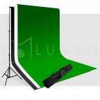 Kit Portafondos + 3 Telones 3x6m (Blanco, Negro, Verde) Para Estudio Fotográfico