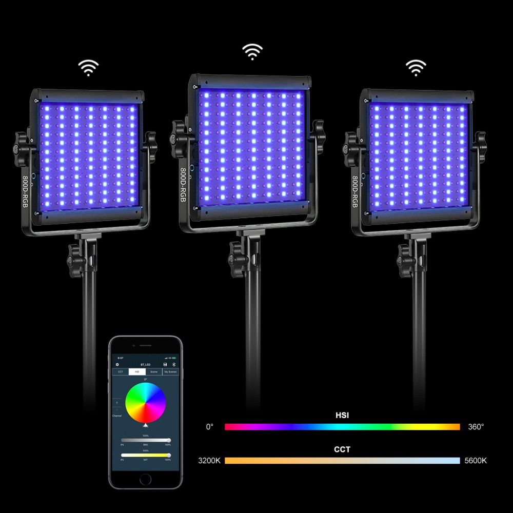 GVM 800D-RGB LED Light Panel (3-Light Kit) 800D-RGB-3L B&H Photo